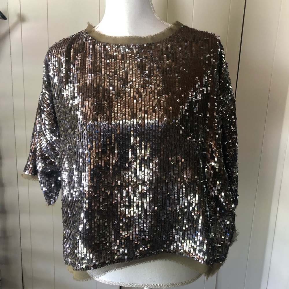 Topshop Sparkle Sequin Shirt